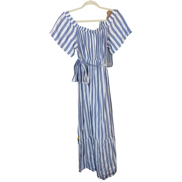 Isabel Maternity by Ingrid & Isabel Dresses & Skirts - Isabel Maternity Blue/White Off-the-Shoulder Boho Maxi Dress, Size Small